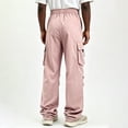 thumbnail image 3 of Men Stretchy Straight Cargo Sport Pants, Multi Pocket Thin Outdoor Daily Trousers S-XL, 3 of 8