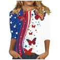 thumbnail image 2 of BLTIBY 2025 Womens Blouse Summer Independence Day Printed Round Neck Short Sleeve Shirts Loose Novelty Graphic T-Shirts Fashion Casual Pullover Tops Multicolor 14 S, 2 of 5