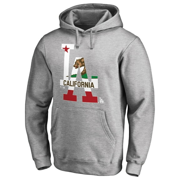 Men's Heathered Gray Los Angeles Dodgers Hometown Collection Cali Flag Pullover Hoodie