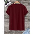 thumbnail image 2 of Burgundy Mens Crew Neck Short Sleeve Plain Casual Tee, Classic Fit Daily Wear Top, 2 of 6