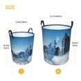 thumbnail image 5 of PAYOHTO Foldable Laundry Room Hamper Bucket Waterproof Bathroom Basket for College Student Living Room Storage Pillows Blankets Wolf Howling Ssnowy Mountain, 5 of 8