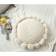 thumbnail image 1 of Nicole Knupfer Cojín redondo bohemio con pompones, cojín de macramé, cojín de suelo, cojín tejido, redondo, taburete, cojín de asiento, decoración del sofá del hogar (beige), 1 of 6