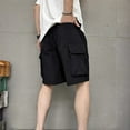 thumbnail image 4 of Wide Leg Shorts for Men Workout Cargo Shorts Zip Multi Pockets Casual Loose Outdoor Hiking Shorts Black,M, 4 of 5