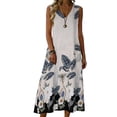 thumbnail image 2 of Summer Dresses for Women Crewneck Sleeveless Floral Printed Midi T Shirt Dress Casual Beach Holiday Boho Sundress S-2XL, 2 of 7