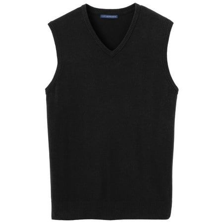 Mens Classic V-neck Sweater - Port Authority Men's Casual Rib Knit V-Neck Sweater Vest
