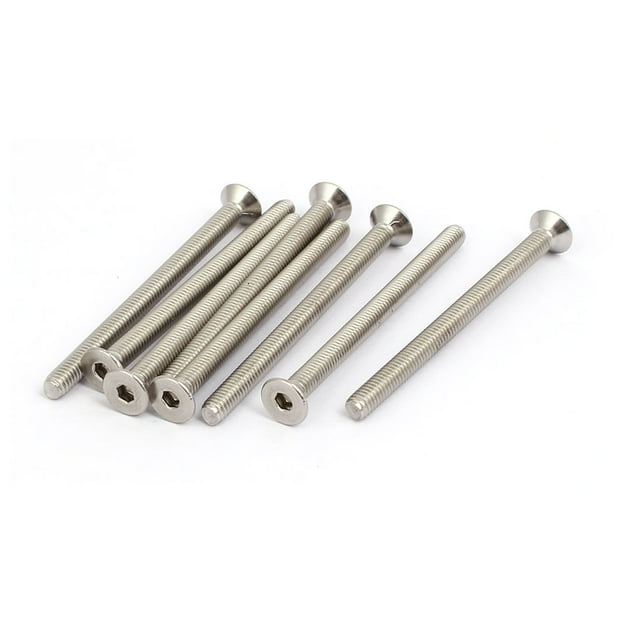 Tornillos de cabeza plana hexagonal de acero inoxidable 316 M4x55mm tono plateado 8 piezas