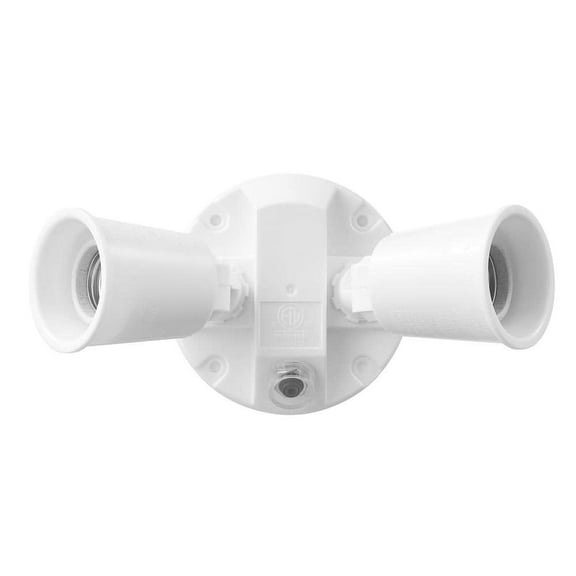 PAR White Dusk-to-Dawn Activated Wired Outdoor 2-Head Security Flood Light