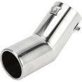 thumbnail image 1 of 1 Pc Curved Exhaust Tip 1.1" - 2.4" Inlet 2.5" Outlet 7.1" Length Tailpipe Universal Car Bolt on Stainless Steel Silver Tone Rear, 1 of 8