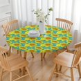 thumbnail image 3 of Elastic Hem Round Tablecloth with Vintage Sunflower Design, Durable Polyester, Fits 44-52" Round Dining Tables, 3 of 7