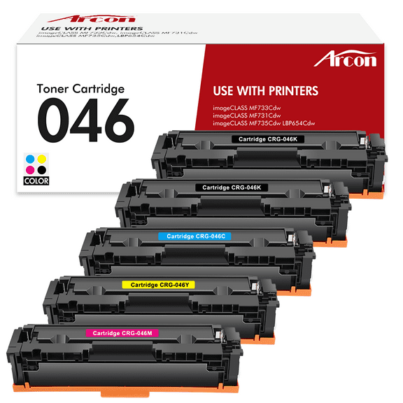046 046H Toner Cartridge MF733Cdw Toner Replacement for Canon 046 Toner Set for Color ImageCLASS MF733Cdw MF731Cdw MF735Cdw Printer Ink (5 Pack, Black Cyan Magenta Yellow)
