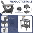 thumbnail image 3 of SERWALL 5PC Adjustable Folding Adirondack Chair and Ottoman and Double Side Table, HDPE Adirondack Chairs Set for Outdoor, Patio, Poolside, Garden, Gray, 3 of 8
