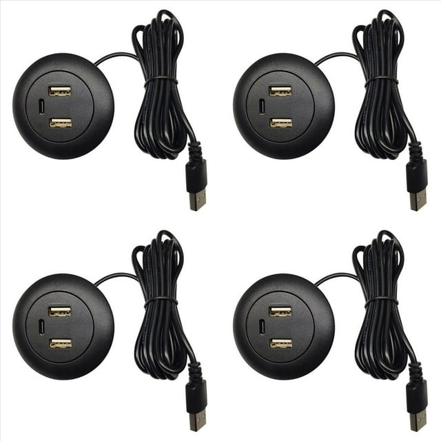 4X Concentrador USB Tipo C con Orificio para Escritorio, Cargador USB, Divisor