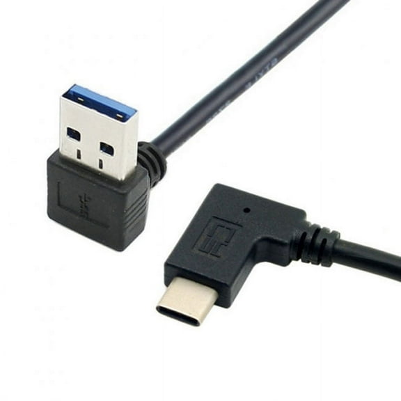 Xiwai Cable Reversible USB 3.1 USB-C Angled to 90 Degree Down Angled A Male Data Cable for Mac Tablet Phone