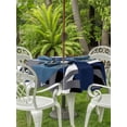 thumbnail image 3 of Outdoor Tablecloths with Umbrella Hole & Zipper, Navy Blue Black Geometric Round Tablecloth 54 Inch, Modern Art Abstract Grey Line Waterproof Table Cloth, Patio/Pool/Picnic Table Covers, 3 of 8
