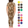 thumbnail image 3 of Stretch Is Comfort Girl's Short Sleeve Crew Neck and Leggings Set Brown Cheetah X-Large, 3 of 3