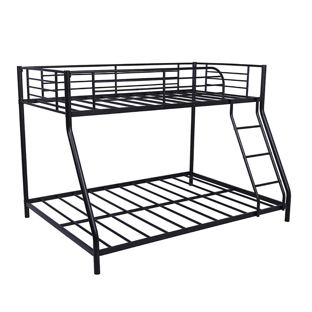 Kepooman Twin over Full Metal Bunk Bed with Ladder, Black Kepooman Twin over Full Metal Bunk Bed with Ladder, Black