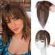 thumbnail image 1 of Zhuge Flequillo con clip para mujer, 100 % cabello humano, flequillo fino,postizos para mujer, flequillo curvo para uso diario en fiestas, marrón oscuro B, 1 of 3