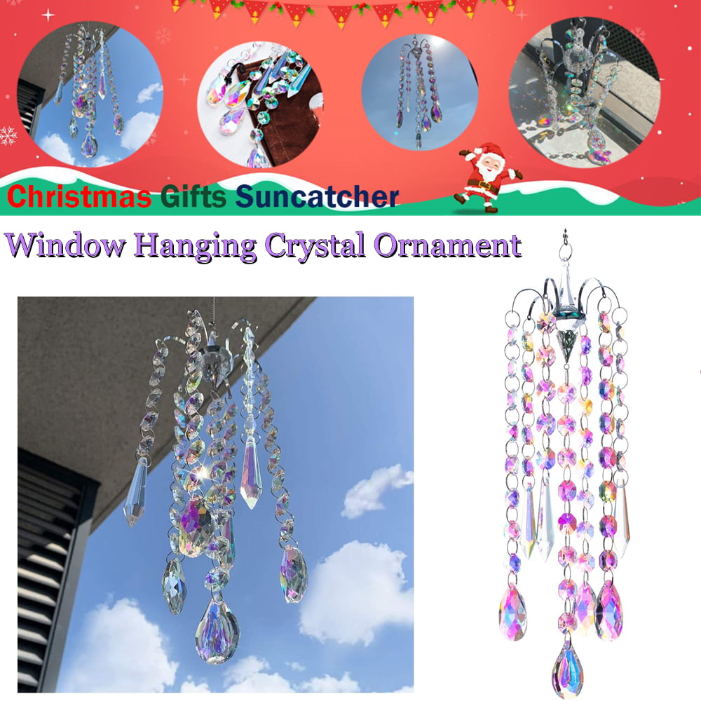 15Pcs Blue Crystal Horse Eye Garland Chandelier Prism Pendant Hanging Suncatcher 