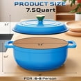 thumbnail image 6 of Ktaxon 7.5 Quart Enameled Cast Iron Dutch Oven with Upgraded Textured Handles Pre-Seasoned Cookware, Induction & Oven Safe up to 500°F, Blue, 6 of 13