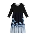 thumbnail image 5 of Abcomgle Girls Long Dresses 10-12 Casual Patchwork Ruffle Long Sleeve Girls Long Dresses Vintage Floral Print Crew Neck Sundresses Tiered Holiday Dresses with Pockets,9-10 Years Blue, 5 of 5