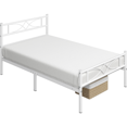 thumbnail image 2 of Fullfurnique Simple Metal Platform Bed with Curved Design for Adult, Twin, White, 2 of 6