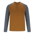 thumbnail image 4 of Blusas y camisas de manga larga y cuello redondo para hombre, informales, de color liso, con botones y bolsillos, de poliéster., 4 of 5