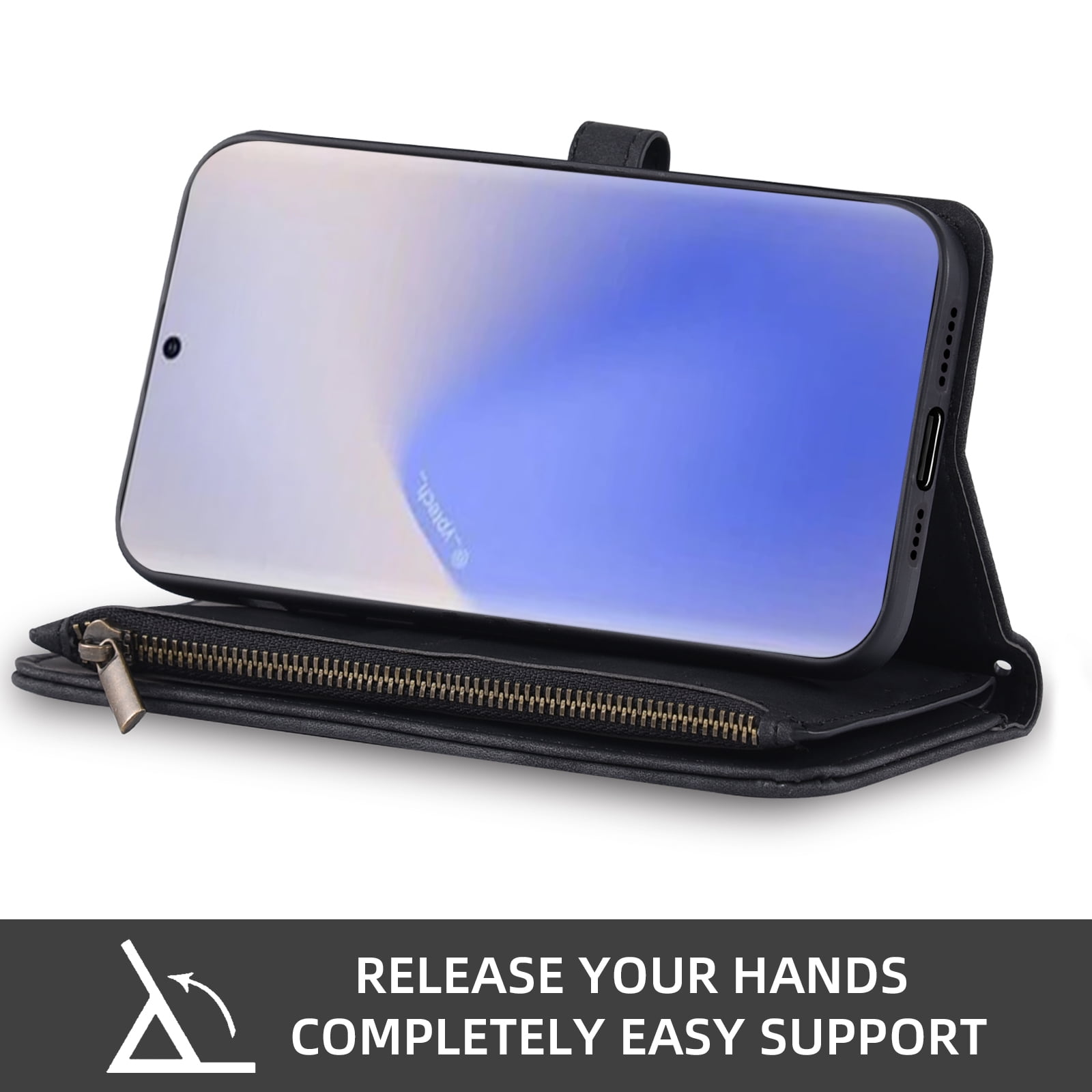 Asuwish Phone Case for Samsung Galaxy Note 20 5G Wallet Cover With Tempered Glass Screen Protector Crossbody Wrist Strap Flip Pattern Zipper Card Holder Cell Note20 Notes 20s Twenty Not S20 Men Black