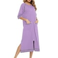 thumbnail image 6 of Abomasnow Women's Zipper Robe 3/4 Sleeve Housecoats Full Length House Dress Loungewear Long Nightgown with Pockets, 6 of 6
