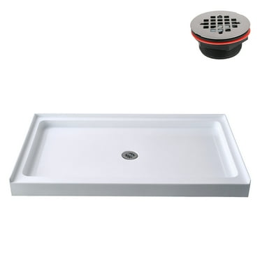Streamline GB-516-68 60 in. x 32 in. Alcove Acrylic Shower Base in Glossy White With Center Drain, ABS Drain Included