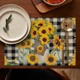 thumbnail image 4 of Vintage Sunflower Placemats Set of 6, 12x18 Inch Boho Floral Table Mats with Butterflies and Bees, Washable Rustic Farmhouse Linen Dining Decor, Country Bloom for Summer Autumn, 4 of 5