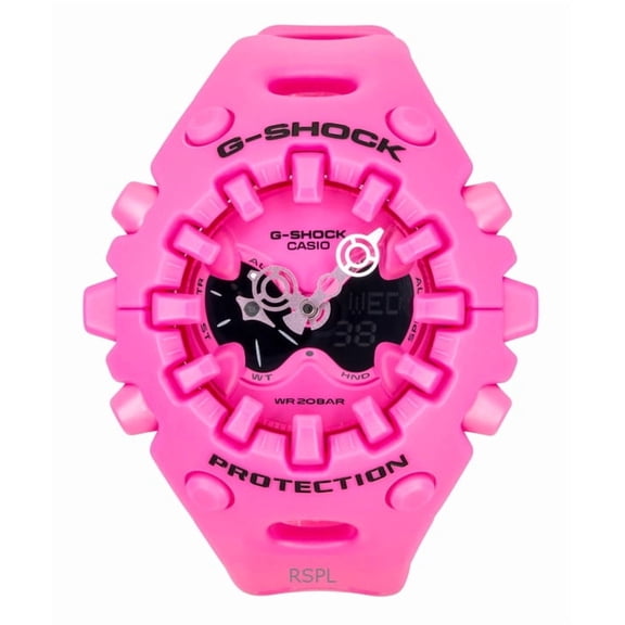 Casio G-Shock Analog Digital Pink Resin Strap Pink Dial Quartz GA-V01-4A 200M Men's Watch
