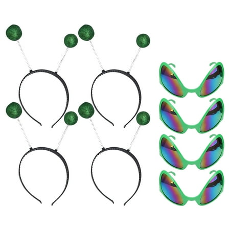 

4 Sets of Festival Headdress Creative Saucer Man Glass Decor Headdress (Green)