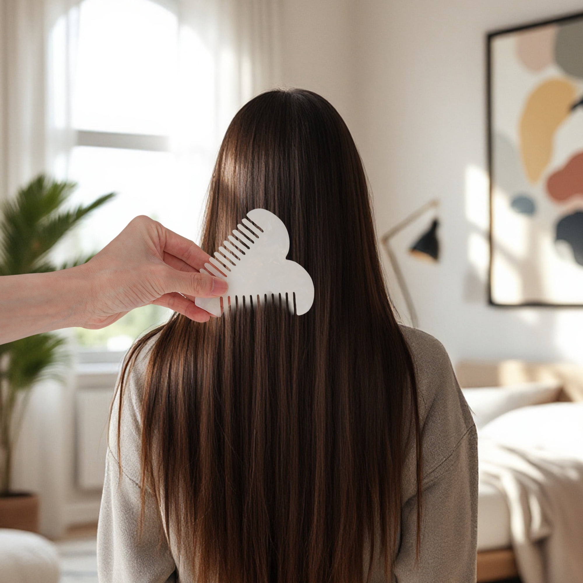 Unique Bargains 1 Pc Heart Shaped Hair Comb for Effortless Hair Care Styling Clear