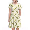 thumbnail image 1 of Saiise Robe d'Été à Motif Serpent Vert pour Femmes, T-Shirt Décontracté à Manches Courtes, Robe Soleil Fleurie, Couvre-Maillot de Plage avec Poches, 1 of 6