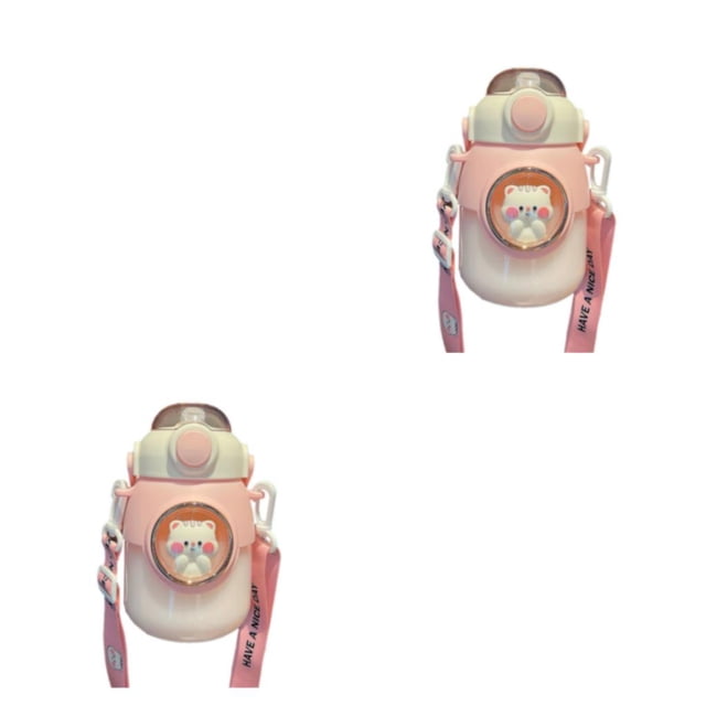 Injueey Botellas de agua Niñas Niños lindos 820 ml Gran capacidad A prueba de fugas Tazas para beber al aire libre Hervidor de dibujos Rosa 820ml 2Conjunto