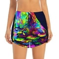 thumbnail image 2 of Vsdgher Howling Wolf Print Women's Running Double Layer Shorts High Waisted with Pockets Elastic Yoga Workout Athletic Gym Sports, 2 of 8