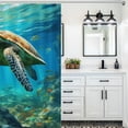 thumbnail image 6 of Nautical Green Sea Turtles Shower Curtain Cloth Fabric Bathroom Decor with Hooks, 6 of 8