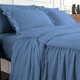 thumbnail image 5 of 4 Piece Long Ruffle Sheet Set, 30" Inch Long Ruffle On Corner Of The Flat Sheet, 21 Inch Deep Pocket, 100% Egyptian Cotton, 800 TC, Twin Size, Solid Medium Blue, 5 of 9
