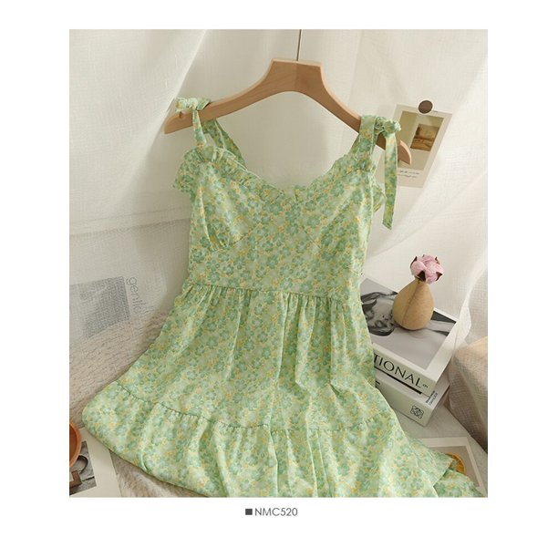 One SizeWomen Summer Dress Vintage Agaric Edge Open Back Suspender with Waistband Shows Thin Medium Length Large Swing Dress D2841 yaoshenbao LED