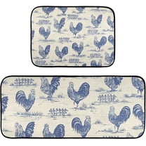 Vintage Rooster Kitchen Rugs and Mats Set 2 Piece Non Slip Washable Runner Rug Set of 2 for Floor Home Decor Sink Kitchen Laundry