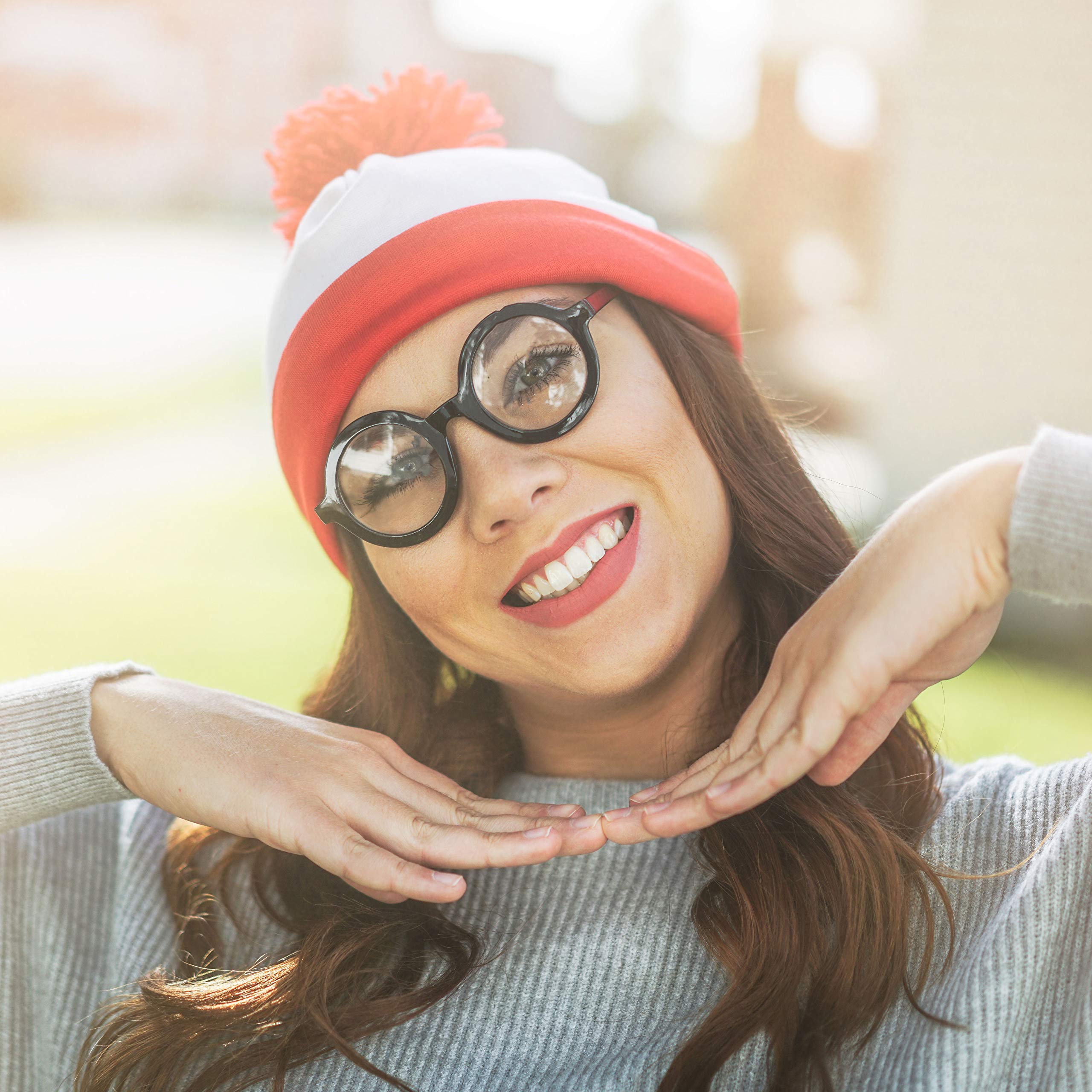 Winter Beanie Hat with Nerd Glasses 
