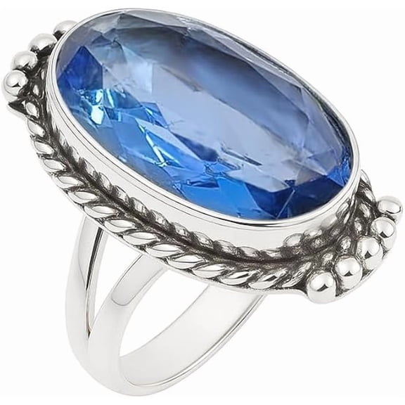 Tanzanite Gemstone Ring 925 Sterling Silver Handmade Jewelry Fashion Statement Ring for Women December Birthstone Ring Size US 7