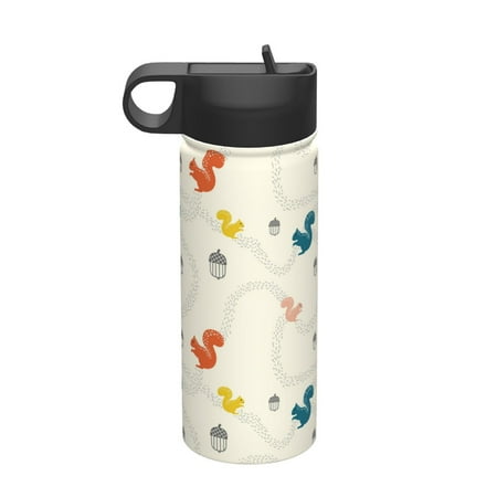 

Gaeub colorful Squirrel Nuts Printed 18oz Sports Insulated Kettle With Straw Sports Insulated Bottle Water Bottle For Running Hiking Cycling Climbing Mens Womans Insulated Water Bottle