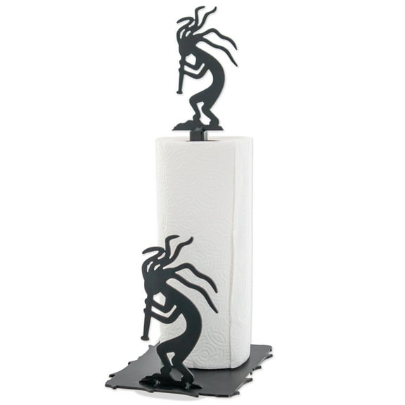 Kokopelli Paper Towel Holder – Rustic Black Metal Stand for Jumbo Kitchen Rolls