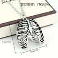 thumbnail image 4 of Rib Cage Skeleton Necklace Bones Silver Chain Goth Punk Death Love, 4 of 5
