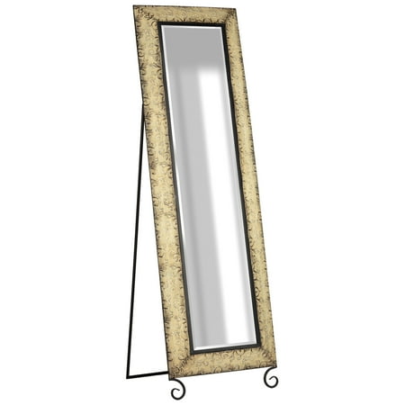 Metal Floor Mirror - Antique Bronze Embossed Metal Standing Full Length Mirror 13
