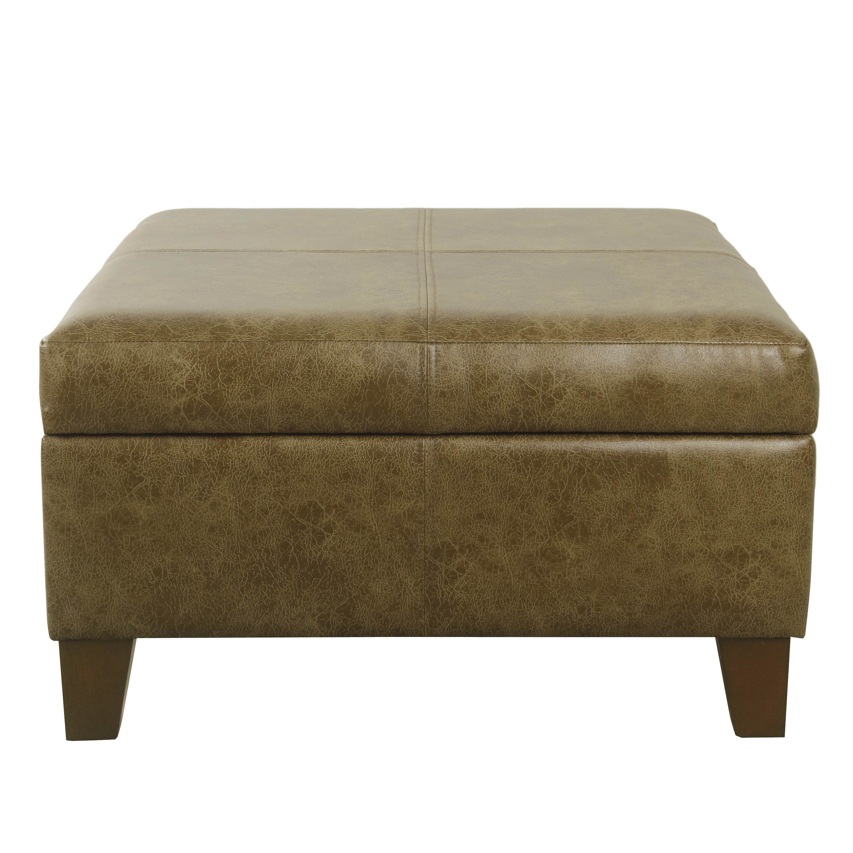 HomePop Luxury Large Faux Leather Storage Ottoman, Multiple Colors