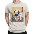 thumbnail image 2 of Ukiyo Block Print Pug Ramen Art Men's Off-White T-shirt, 2 of 3