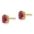 thumbnail image 2 of 14K Yellow Gold Earring Birthstone (07) July Women'S Ruby Oval Red 6 mm 4, 2 of 3