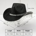 thumbnail image 3 of Pink Cowboy Hat, Audhol Men's and Women's Hats with Sequins and Pendants Tassels Fashionable Cowboy Hats Music and Dance Elegant Hats Cow Girl Hat Women Black One Size, 3 of 5